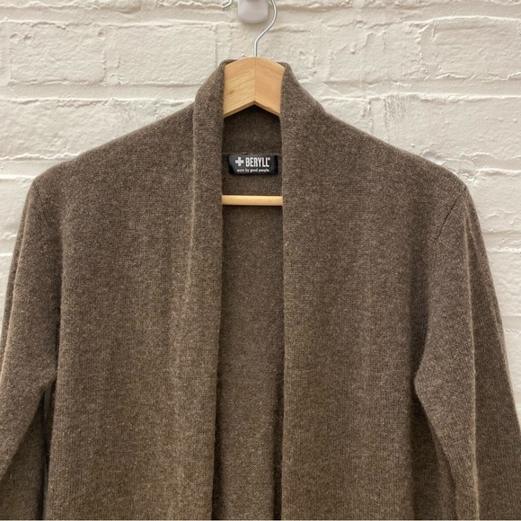 Beryll || Open Front Cashmere Cardigan Long Brown NWT OSFM - Picture 3 of 9